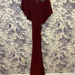 Lulu's Garden Bliss Maroon Cutout Maxi Dress (M)